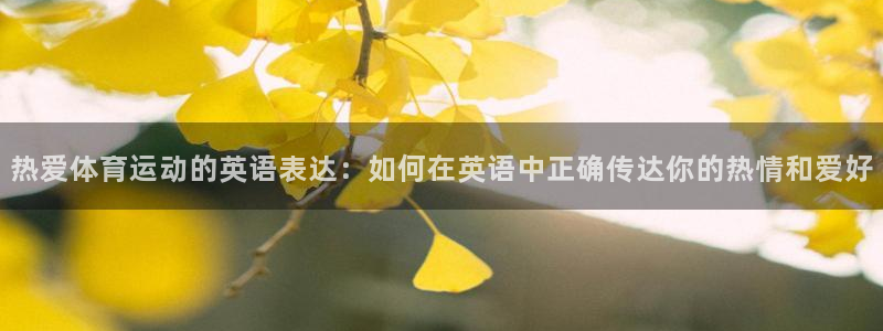  九游app免费下载：热爱体育运动的英语表达：如何在英语中正确